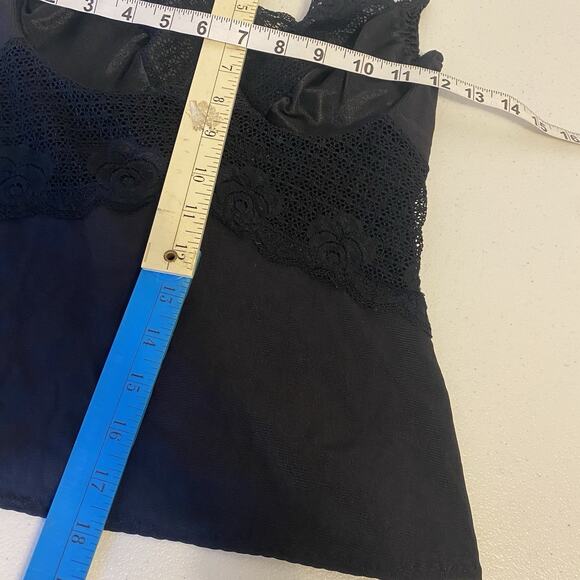 VTG Toning Top Women 36B Cami Shape Wear Black Lace Goth Grunge Adjustable Strap - Picture 2 of 9